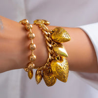 Thumbnail for Chic Layered Textured Heart Tassel Ball Chain Bracelet Set