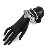 Thumbnail for Chic Layered Textured Heart Tassel Ball Chain Bracelet Set