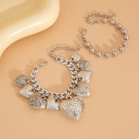 Thumbnail for Chic Layered Textured Heart Tassel Ball Chain Bracelet Set