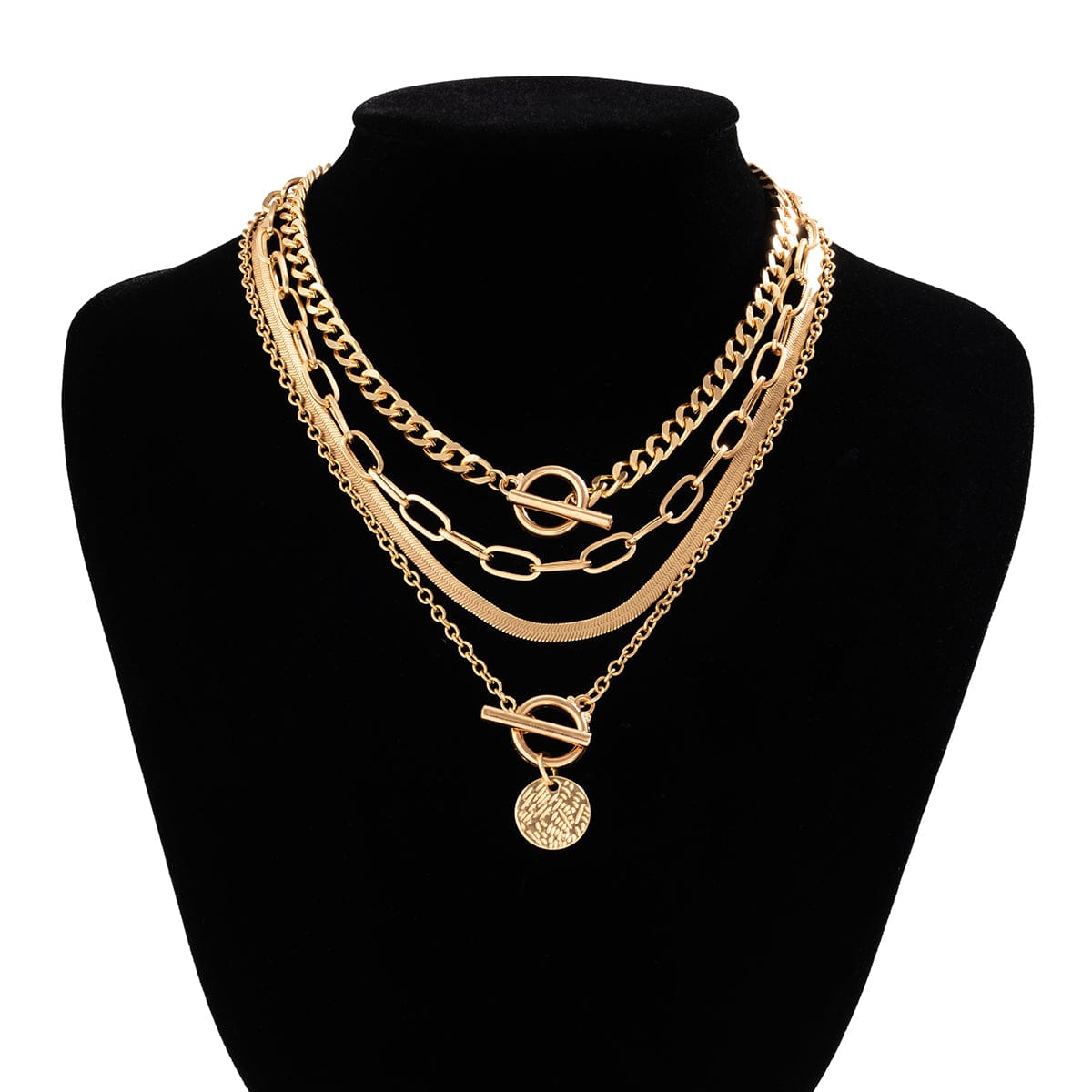 Jewelry Circle Strip Chain Necklace Collares Simple Long Stick Pendant  Necklaces Alloy Multi-layer Necklace