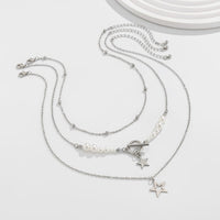 Thumbnail for Chic Layered Toggle Clasp Star Charm Pearl Chain Necklace Set