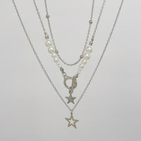 Thumbnail for Chic Layered Toggle Clasp Star Charm Pearl Chain Necklace Set