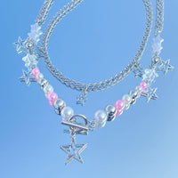 Thumbnail for Chic Layered Toggle Clasp Star Tassel Pearl Crystal Chain Necklace Set