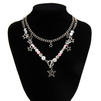 Thumbnail for Chic Layered Toggle Clasp Star Tassel Pearl Crystal Chain Necklace Set