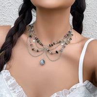 Thumbnail for Chic Layered Turquoise Stone Tassel Necklace - ArtGalleryZen