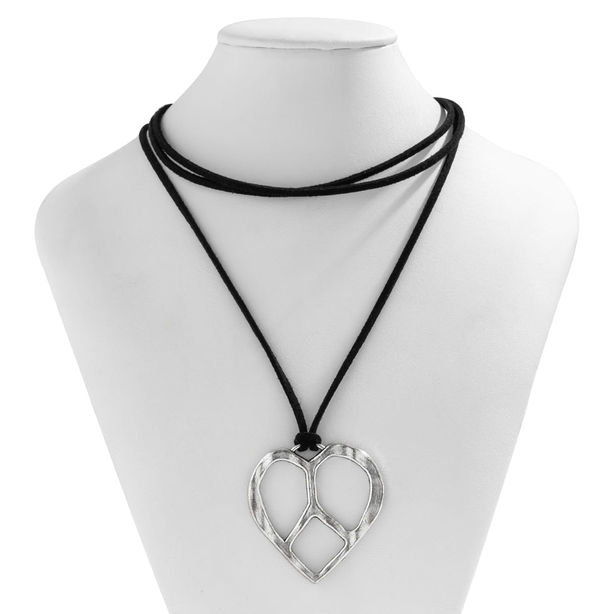 Chic Layered Velvet Irregular Heart Pendant Necklace - ArtGalleryZen