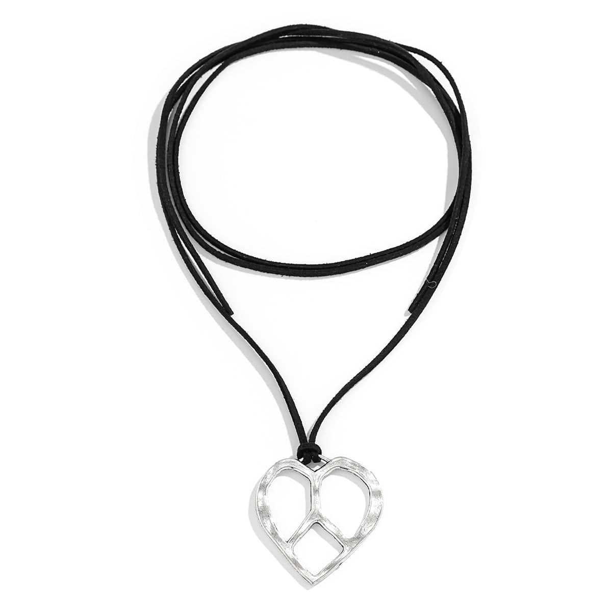 Chic Layered Velvet Irregular Heart Pendant Necklace - ArtGalleryZen