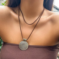 Thumbnail for Chic Layered Velvet Large Round Pendant Necklace - ArtGalleryZen