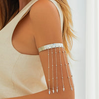 Thumbnail for Chic Leaf Pendant Saturn Chain Tassel Open Arm Cuff