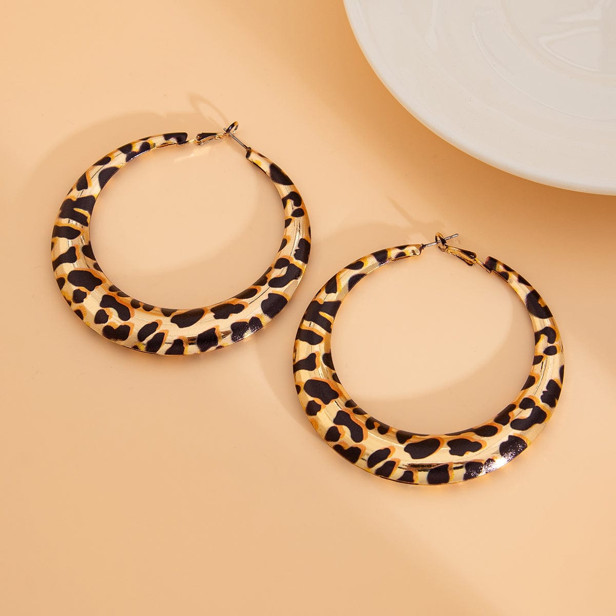 Chic Leopard Pattern Chunky Hoop Earrings - ArtGalleryZen