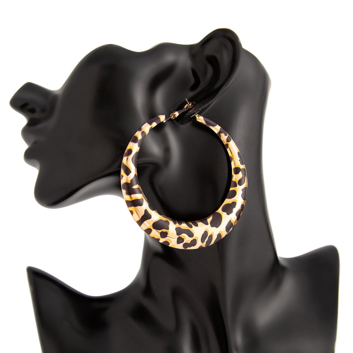 Chic Leopard Pattern Chunky Hoop Earrings - ArtGalleryZen