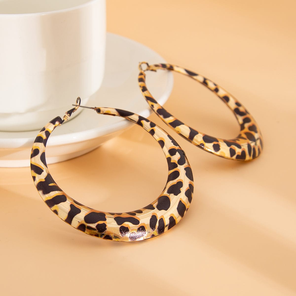 Chic Leopard Pattern Chunky Hoop Earrings - ArtGalleryZen