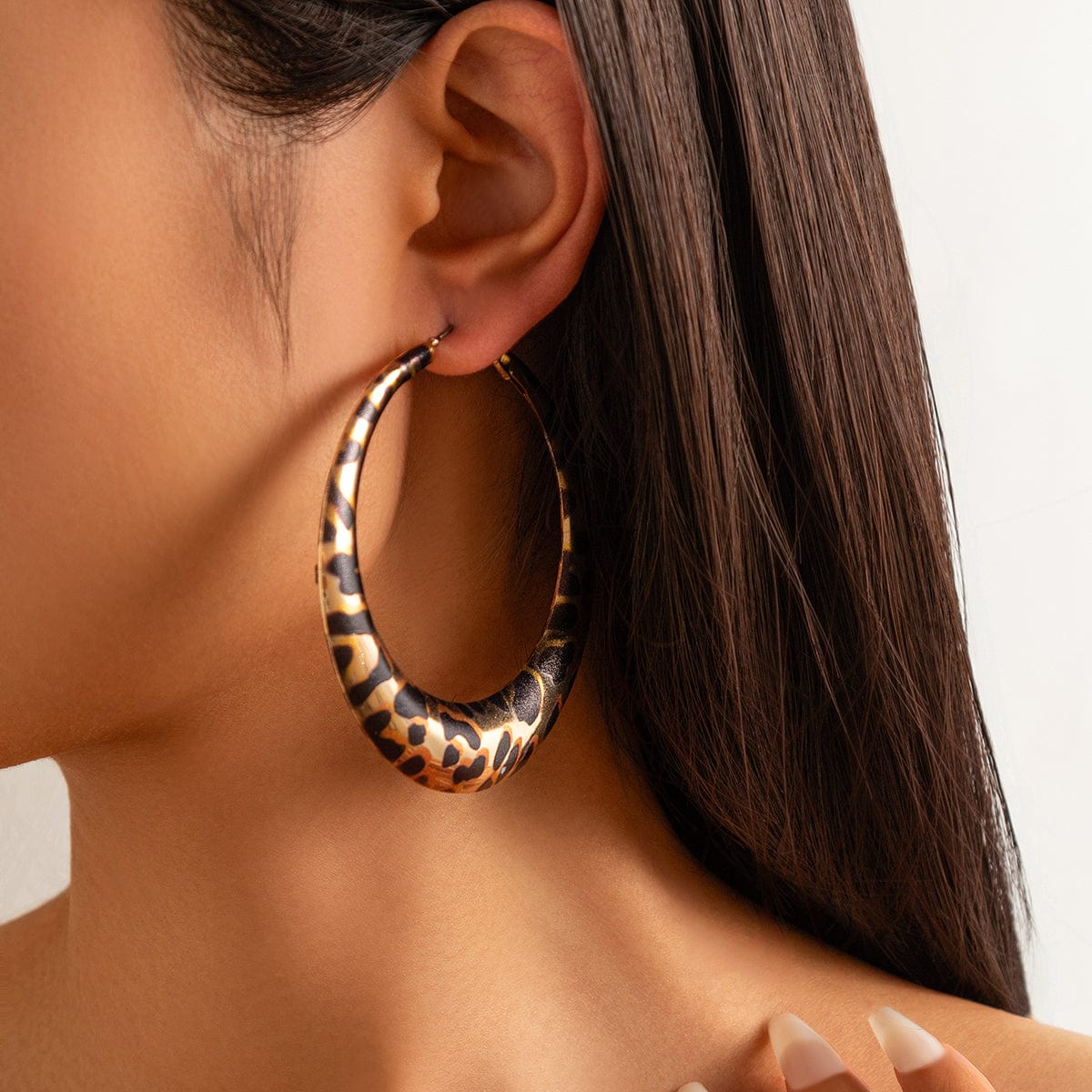 Chic Leopard Pattern Chunky Hoop Earrings