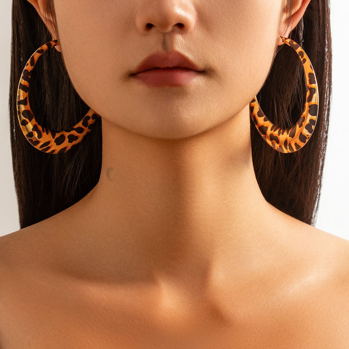 Chic Leopard Pattern Chunky Hoop Earrings