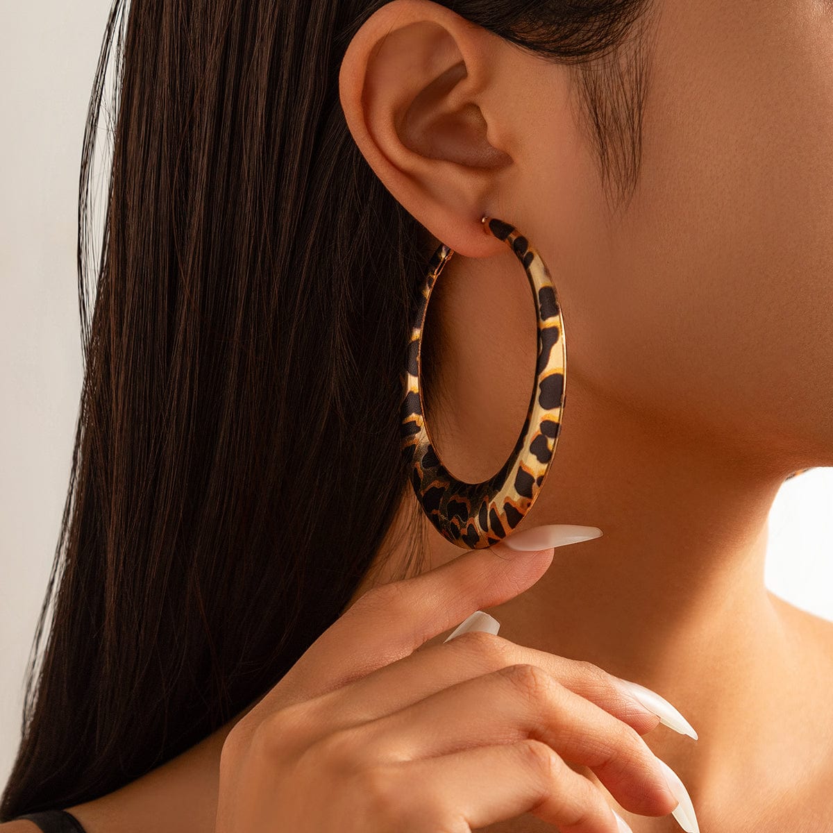 Chic Leopard Pattern Chunky Hoop Earrings