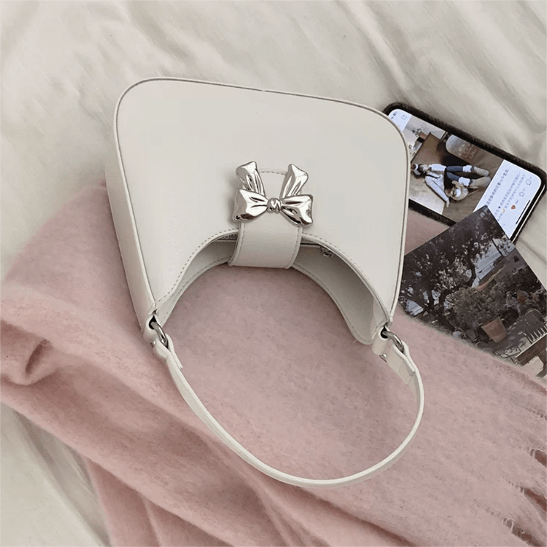 Chic Metallic Bowknot Leather Shoulder Crossbody Bag