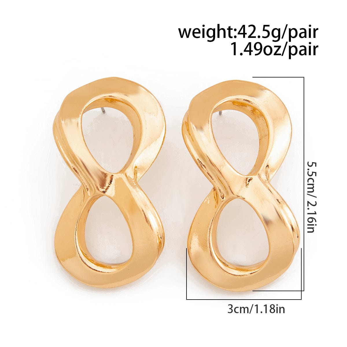 Chic Metallic Infinity Symbol Stud Earrings