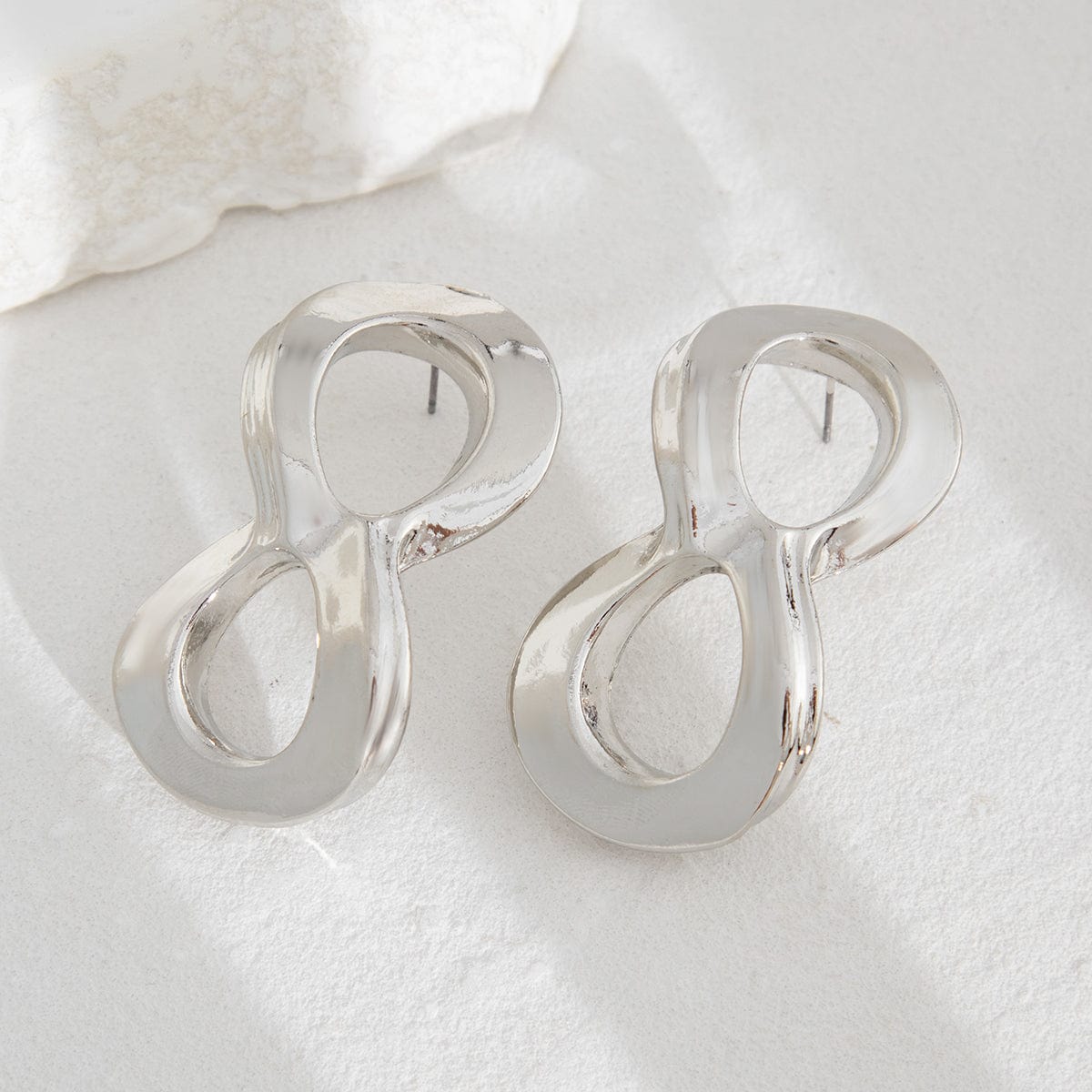 Chic Metallic Infinity Symbol Stud Earrings