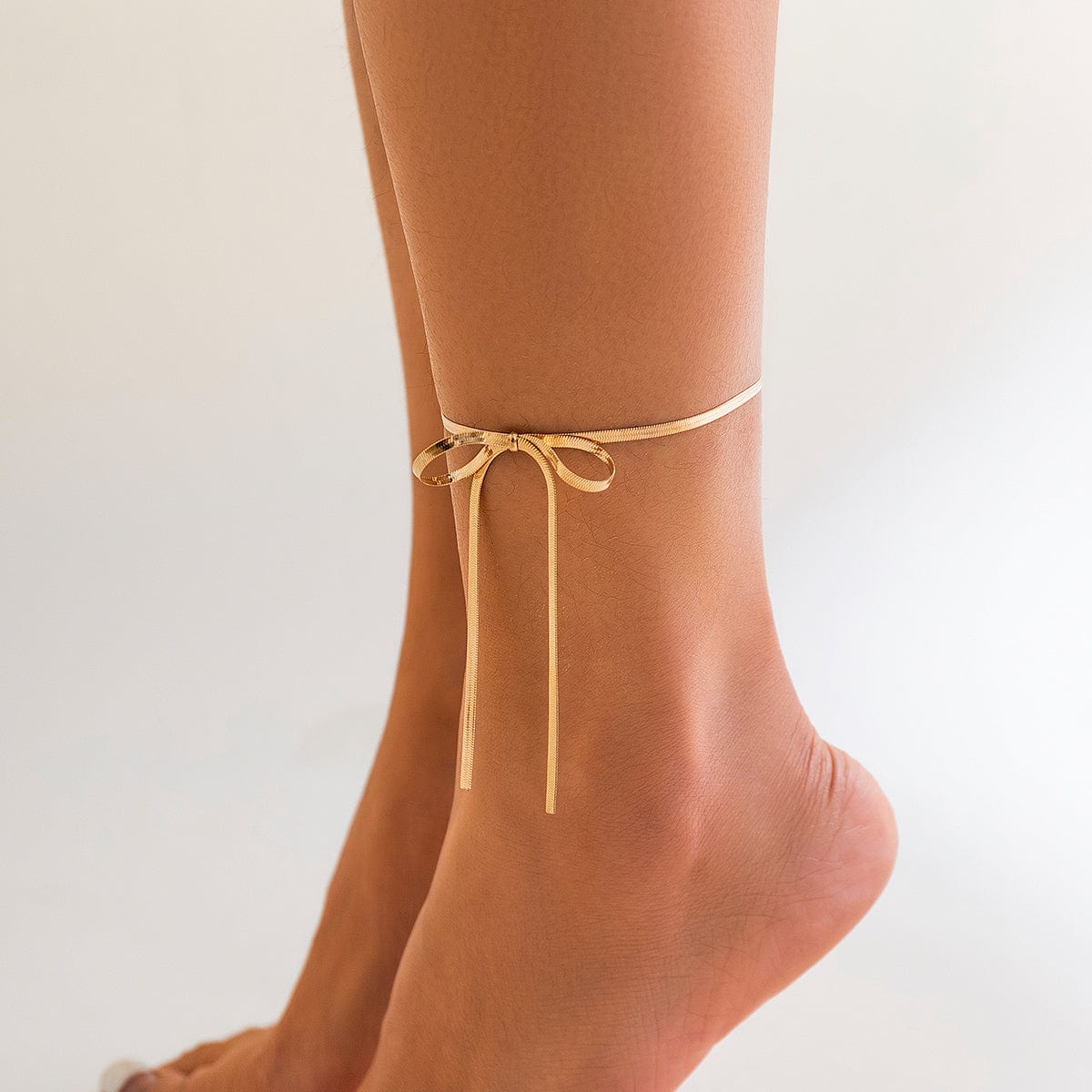 Chic Minimalist Bowknot Herringbone Chain Anklet