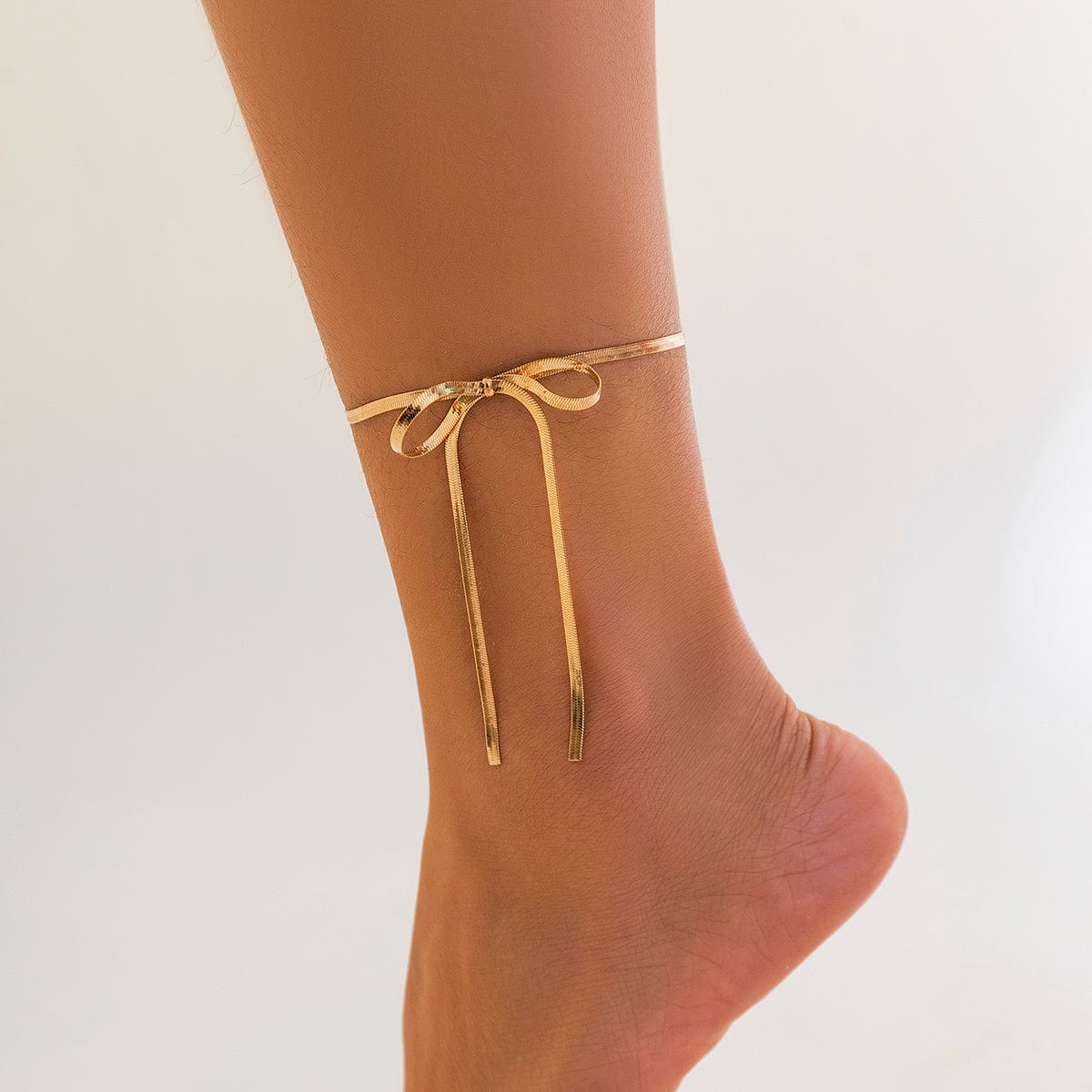 Chic Minimalist Bowknot Herringbone Chain Anklet