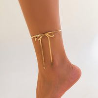 Thumbnail for Chic Minimalist Bowknot Herringbone Chain Anklet