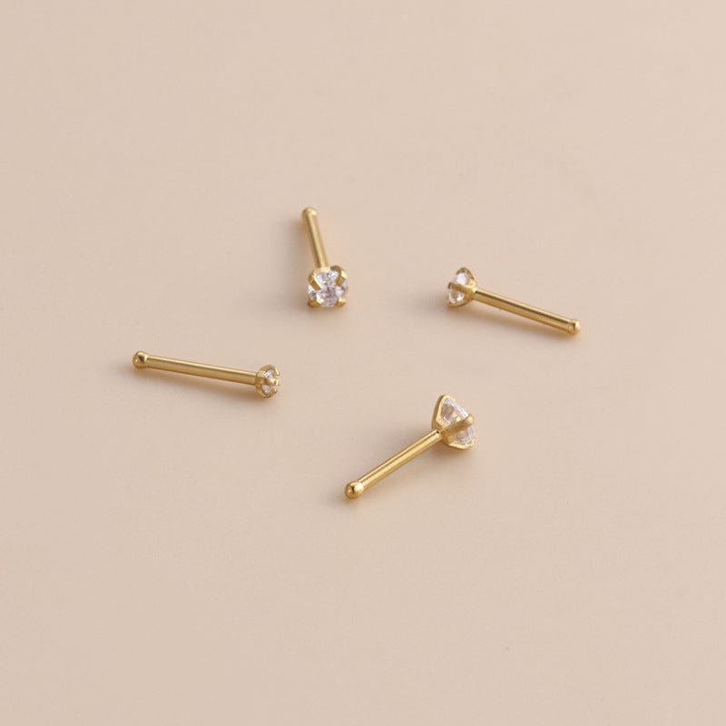 Chic Minimalist Cubic Zirconia Stainless Steel Nose Piercing Nose Stud - ArtGalleryZen