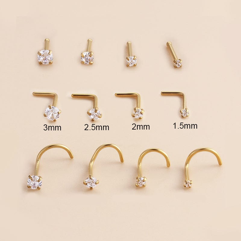 Chic Minimalist Cubic Zirconia Stainless Steel Nose Piercing Nose Stud - ArtGalleryZen