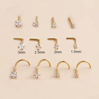 Thumbnail for Chic Minimalist Cubic Zirconia Stainless Steel Nose Piercing Nose Stud - ArtGalleryZen