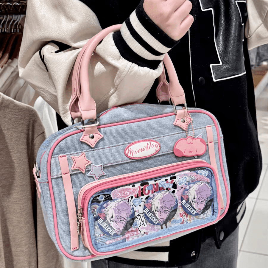 Chic MomoDog Denim Shoulder Bag - ArtGalleryZen