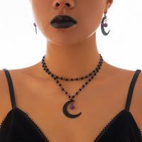 Thumbnail for Chic Moon Pendant Crystal Chain Necklace Earrings Set