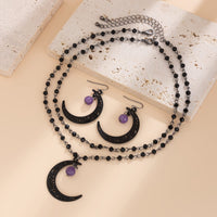 Thumbnail for Chic Moon Pendant Crystal Chain Necklace Earrings Set