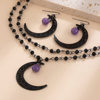 Thumbnail for Chic Moon Pendant Crystal Chain Necklace Earrings Set