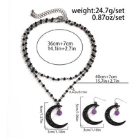 Thumbnail for Chic Moon Pendant Crystal Chain Necklace Earrings Set