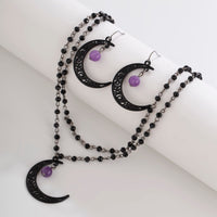 Thumbnail for Chic Moon Pendant Crystal Chain Necklace Earrings Set