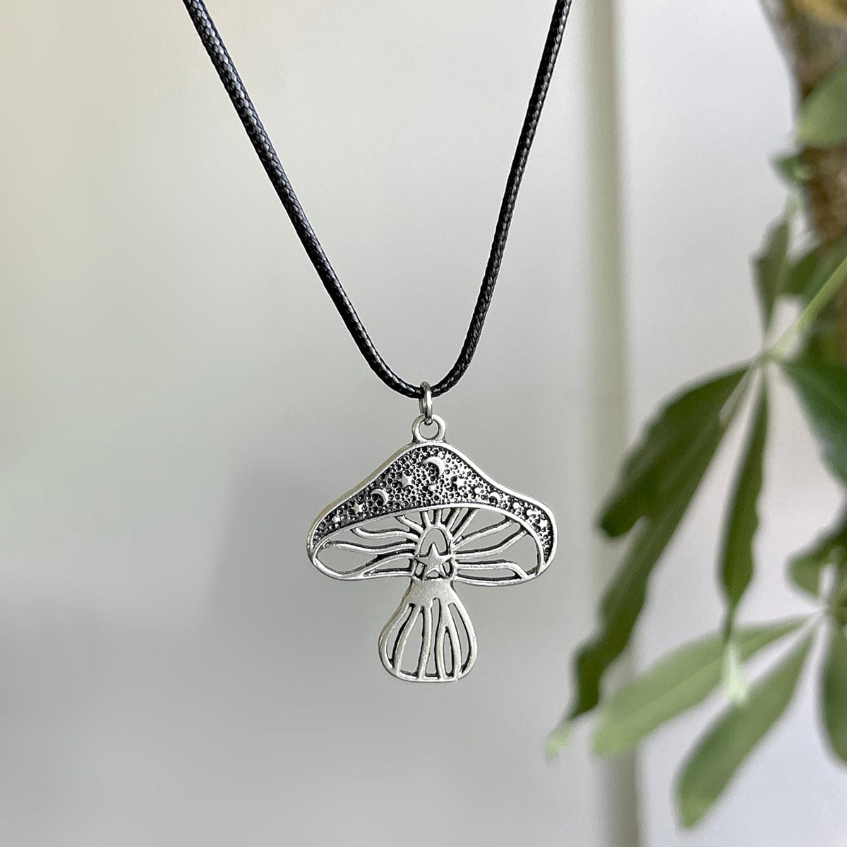 Chic Mushroom Wax Cord String Necklace - ArtGalleryZen