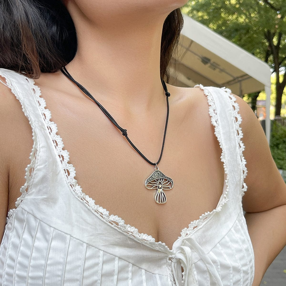 Chic Mushroom Wax Cord String Necklace - ArtGalleryZen