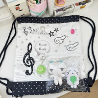 Thumbnail for Chic Music Diary Kpop Fan Display Drawstring Backpack - ArtGalleryZen
