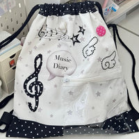 Thumbnail for Chic Music Diary Kpop Fan Display Drawstring Backpack - ArtGalleryZen