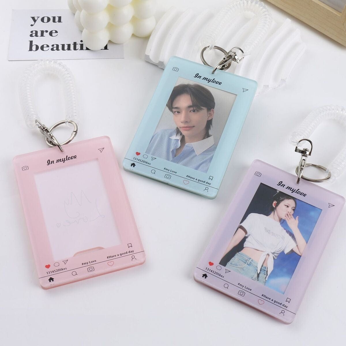 Chic My Love Kpop Keychain Acrylic Photocard Holder - ArtGalleryZen