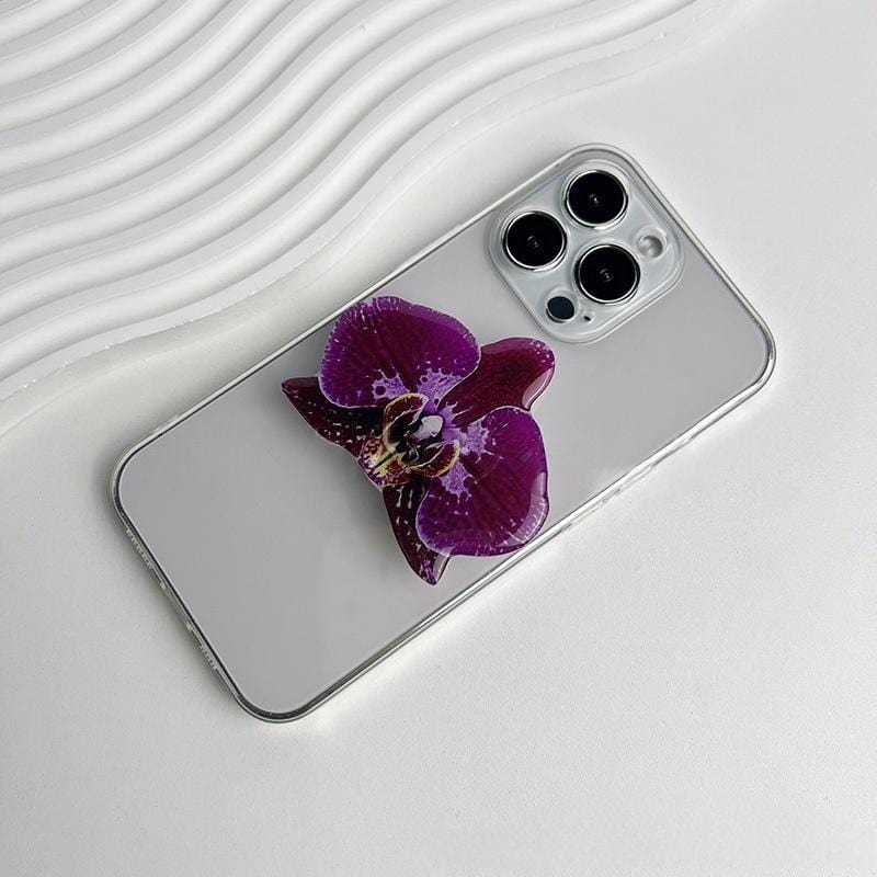 Chic Orchid Flower Acrylic Foldable Phone Grip Phone Stand - ArtGalleryZen