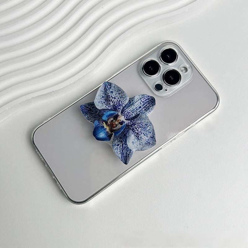 Chic Orchid Flower Acrylic Foldable Phone Grip Phone Stand - ArtGalleryZen