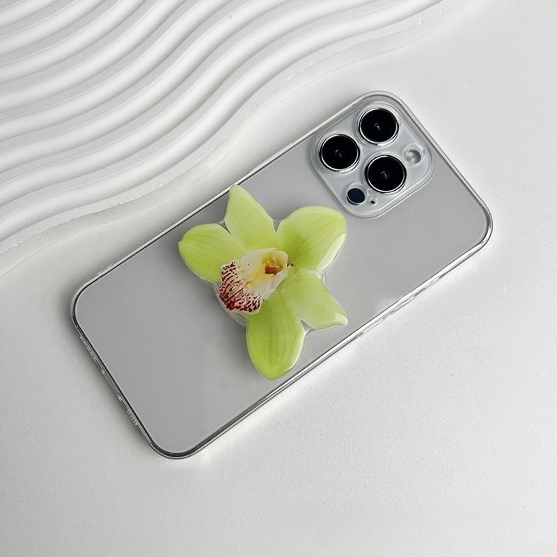 Chic Orchid Flower Acrylic Foldable Phone Grip Phone Stand - ArtGalleryZen