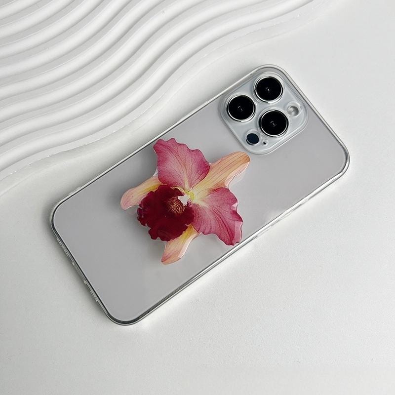 Chic Orchid Flower Acrylic Foldable Phone Grip Phone Stand - ArtGalleryZen