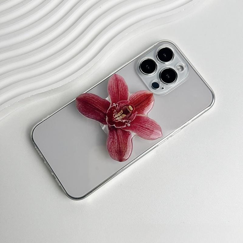 Chic Orchid Flower Acrylic Foldable Phone Grip Phone Stand - ArtGalleryZen