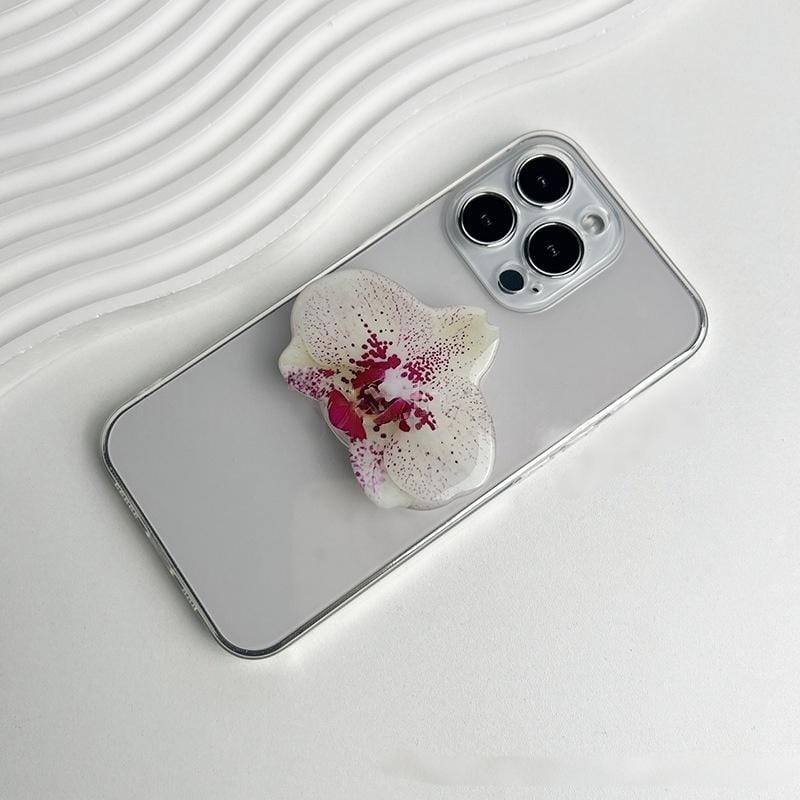 Chic Orchid Flower Acrylic Foldable Phone Grip Phone Stand - ArtGalleryZen