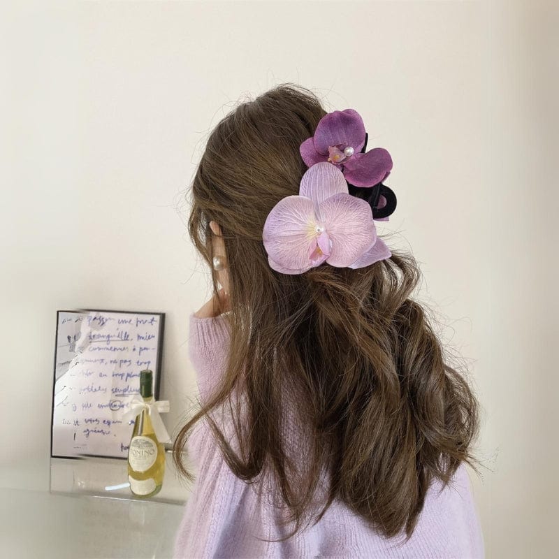 Chic Orchid Flower Claw Clip Hair Clip - ArtGalleryZen
