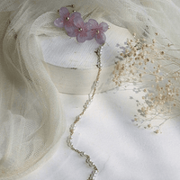 Thumbnail for Chic Peach Blossom Flower Pearl Long Chain Ear Clip Earring - ArtGalleryZen