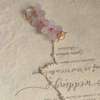 Thumbnail for Chic Peach Blossom Flower Pearl Long Chain Ear Clip Earring - ArtGalleryZen