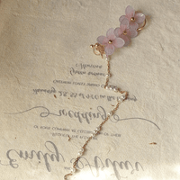 Thumbnail for Chic Peach Blossom Flower Pearl Long Chain Ear Clip Earring - ArtGalleryZen