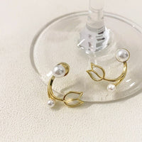 Thumbnail for Chic Pearl Charm Opal Tulip Earrings - ArtGalleryZen